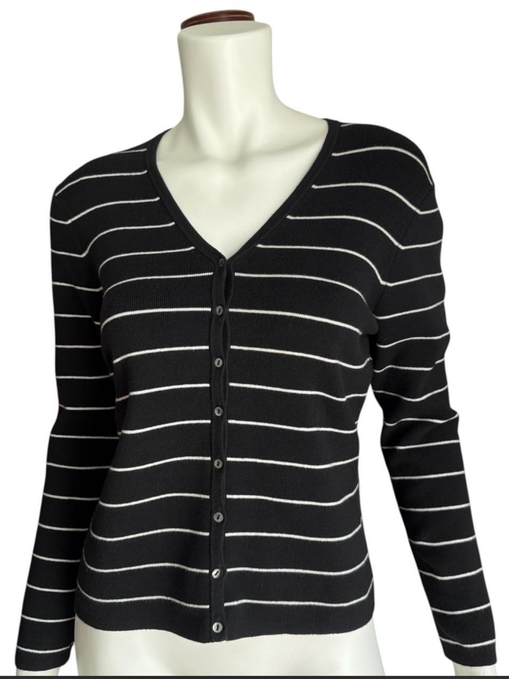 Vintage Linda‎ Matthew's Striped Knit Cardigan Minimalist Office